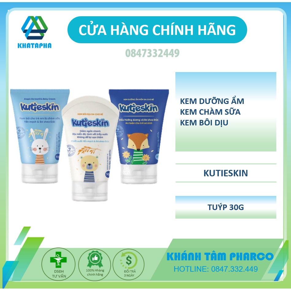 Bộ sản phẩm KUTIESKIN cho bé (dưỡng ẩm/ chàm sữa/ ngứa, hăm) [kutiskin, cutieskin, kutiekin, kem em bé, atoskin]