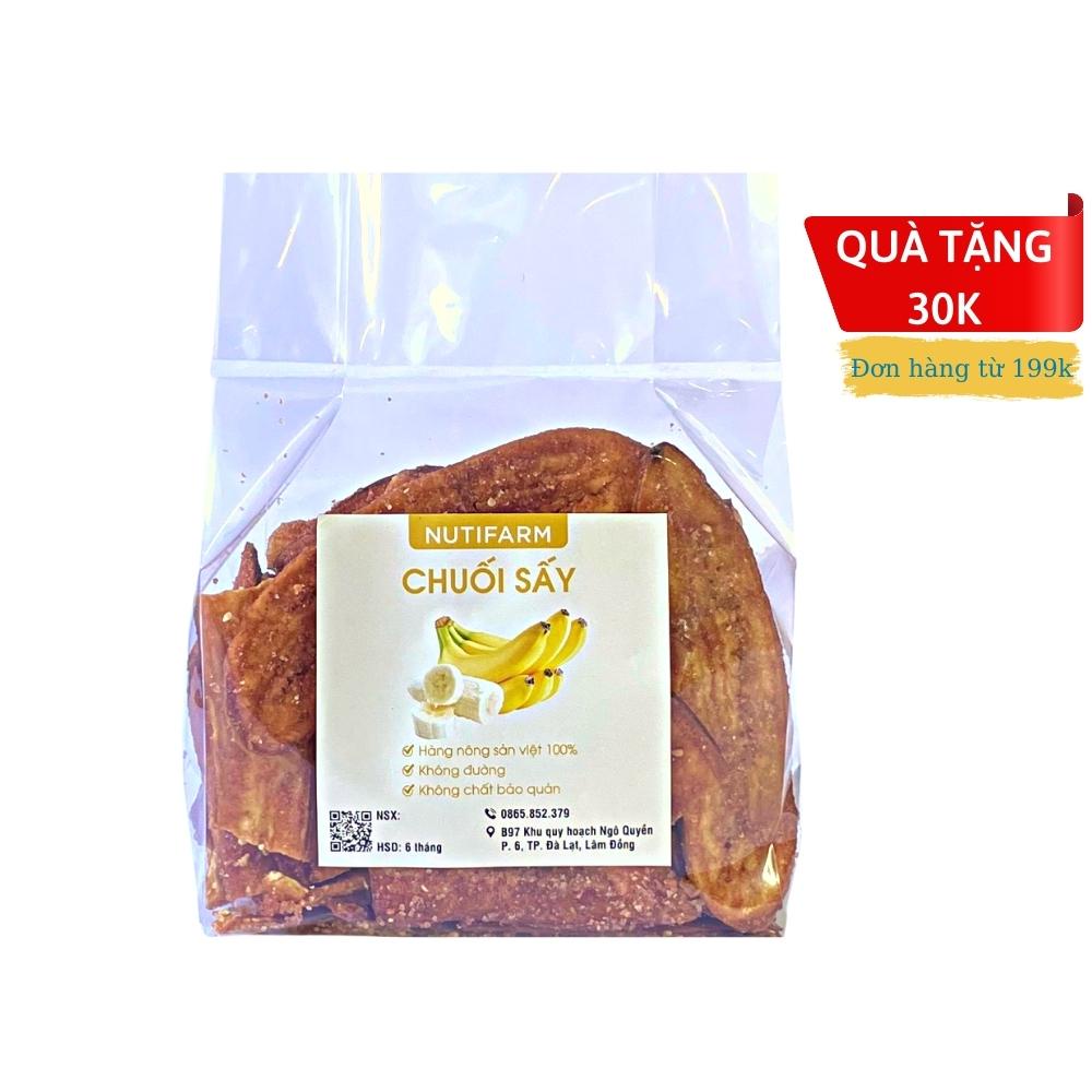 Chuối sấy mè gừng NutiFarm 500gr, trái cây sấy đặc sản đà lạt
