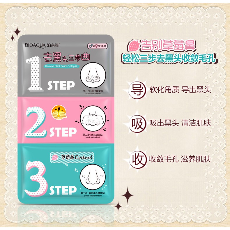 (Bán Buôn Sỉ) Set Mặt Nạ Lột Mụn Đầu Đen 3 Bước Bioaqua - Lột Mụn Đầu Đen Ở Mũi MN79 | BigBuy360 - bigbuy360.vn