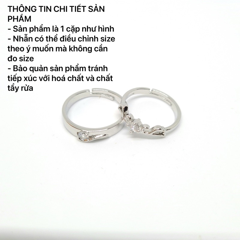 Nhẫn đôi đính đá giá rẻ nam nữ tình yêu đẹp bạn thân NB04