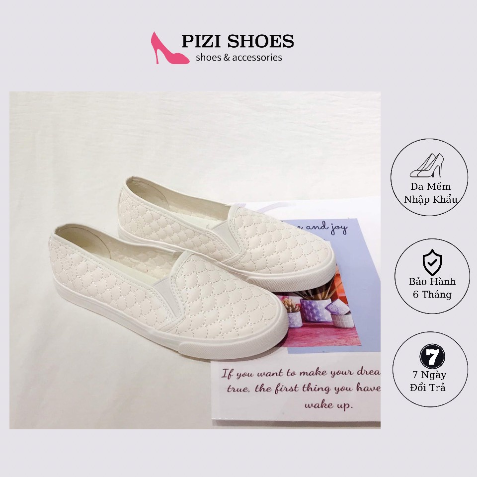Giày Slipon Da Thật Họa Tiết Da Cá - Kiểu Dáng Giày Bệt Êm Chân P583 Pizishoes