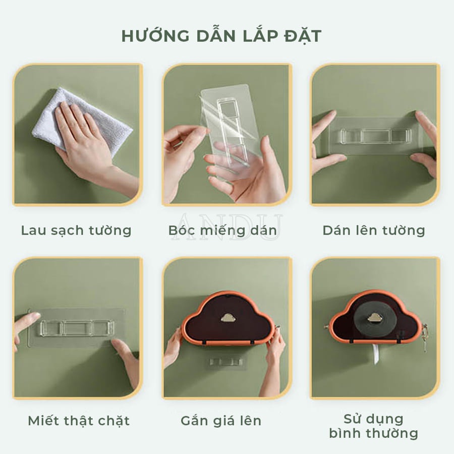 Hộp Đựng Khăn Giấy - Kệ Đựng Mỹ Phẩm Treo Tường Hình Đám Mây Tiện Ích Siêu Xinh Siêu Sang Có Móc Treo