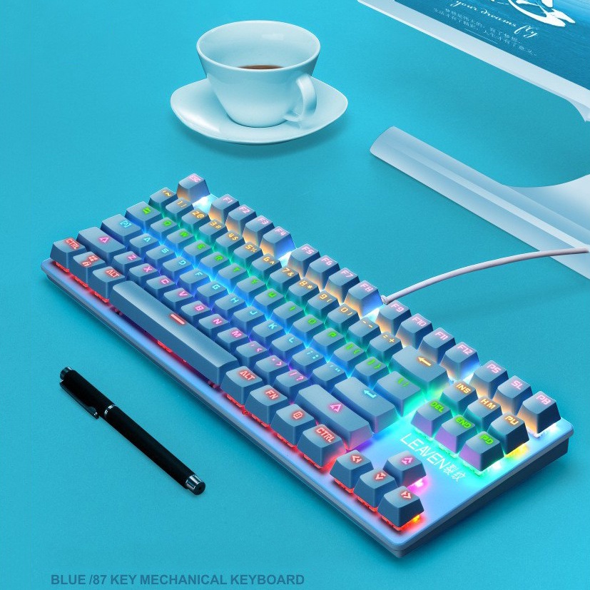 Bàn Phím Cơ Gaming K2 Pro Cho Máy Tính, Bàn Phím Chơi Game Có Dây 87 Phím Nút Bấm Êm Có Led RGB Đổi 10 Chế Độ Màu