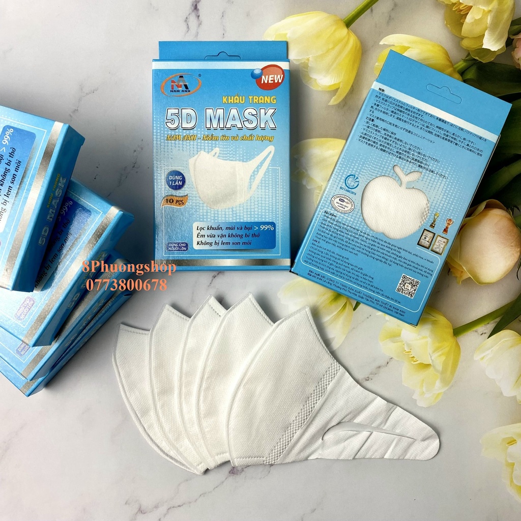 Khẩu Trang FAMAPRO 5D QUAI VẢI 3 Lớp Kháng Khuẩn Hộp 10 Cái