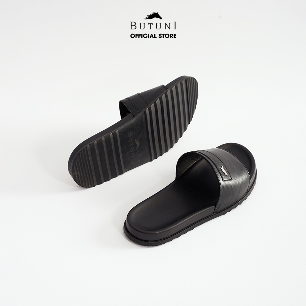 Dép quai ngang da thật Butuni Raphael Slippers - Đen