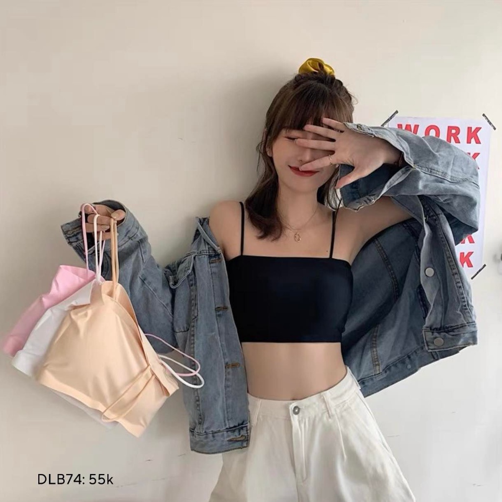 áo bra trơn 2 dây chất su ngang 267 CHIBEST  DLB74
