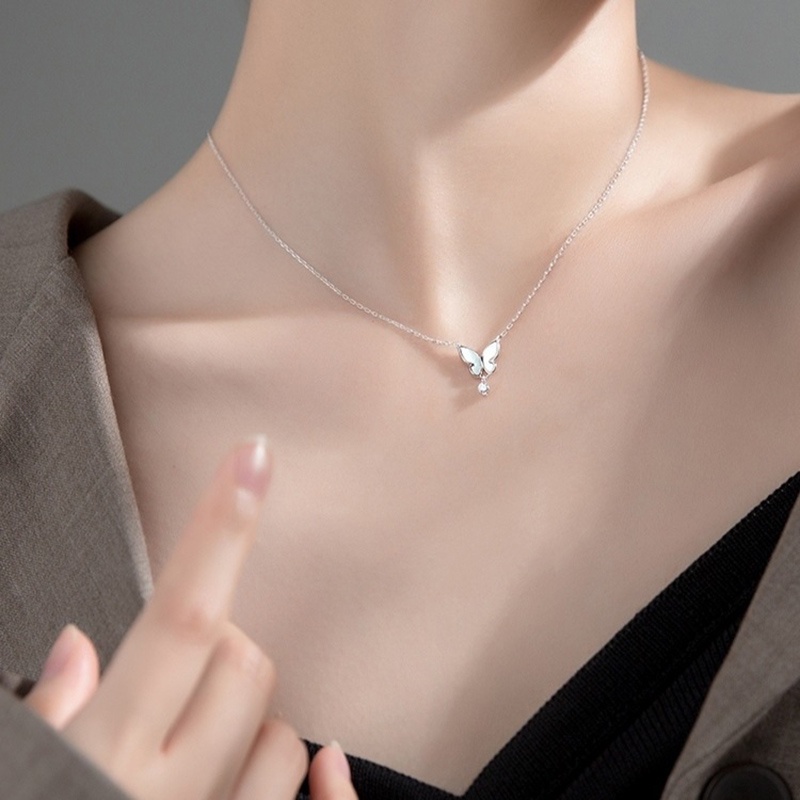 Dây Chuyền Hợp Kim Mặt Bướm Đính Đá Phong Cách Hàn Quốc Thời Trang