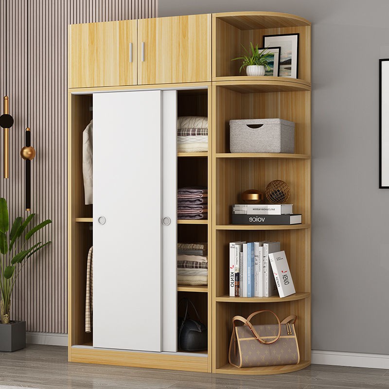 Tủ quần áo gỗ nguyên khối cửa lùa đơn giản hiện đại cho thuê nội thất phòng ngủ tiết kiệm kho