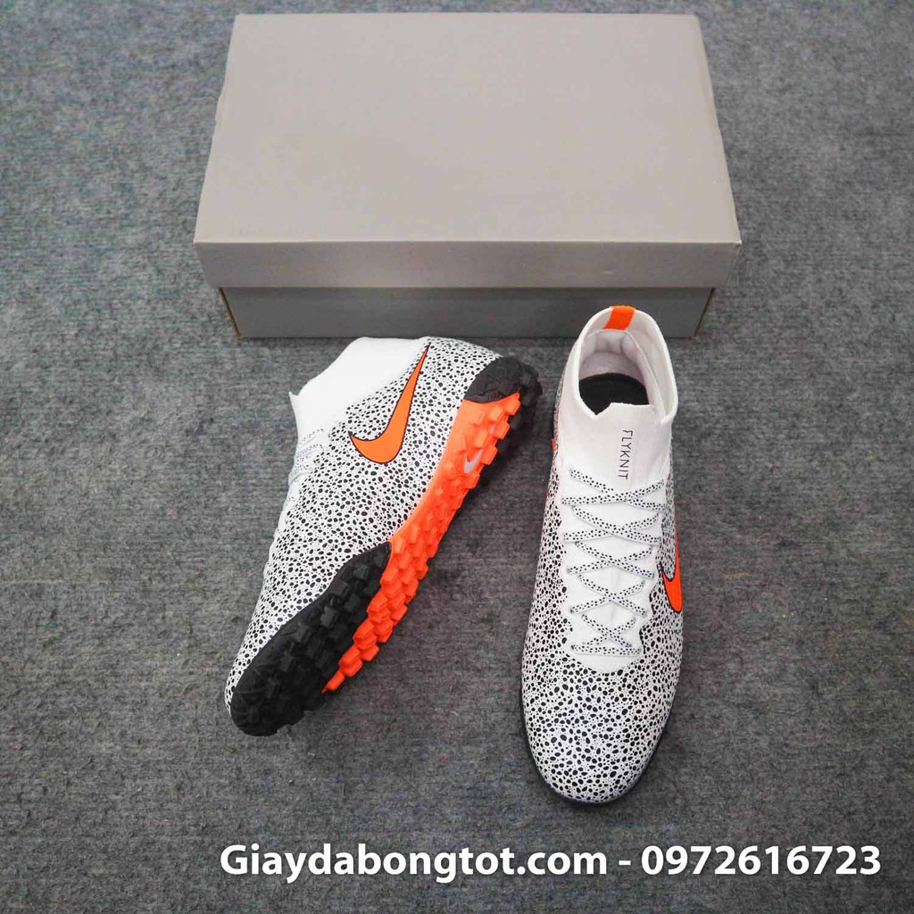 Giày đá bóng cổ cao Mercurial Superfly 7 Elite TF Safari đen trắng | Da vải bền chắc, cổ thun ôm chân, đế cao su mềm