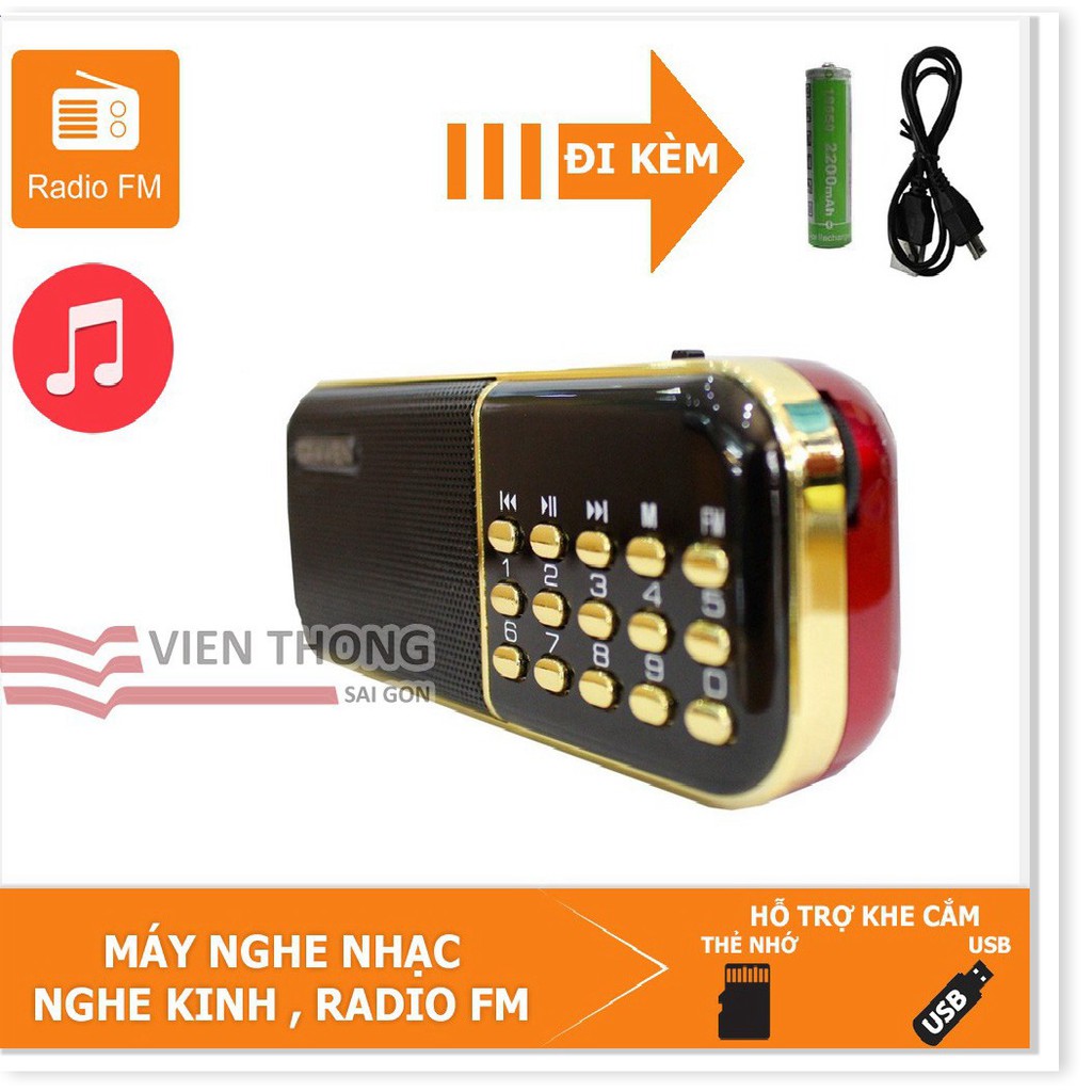 Máy - loa nghe kinh, FM, nhạc đa năng, Craven CR-25A có khe Thẻ nhớ/USB (kèm pin 2200mah + cáp)