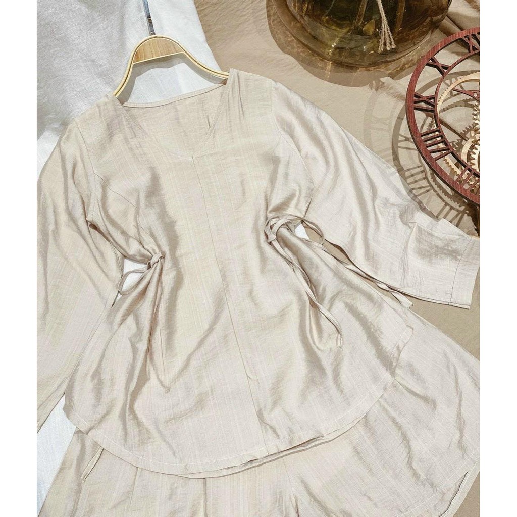 (MẪU MỚI-FREESHIP) SET QUẦN SHORT+ ÁO CỔ V THẮT EO❤️CHIBEST_SSA51