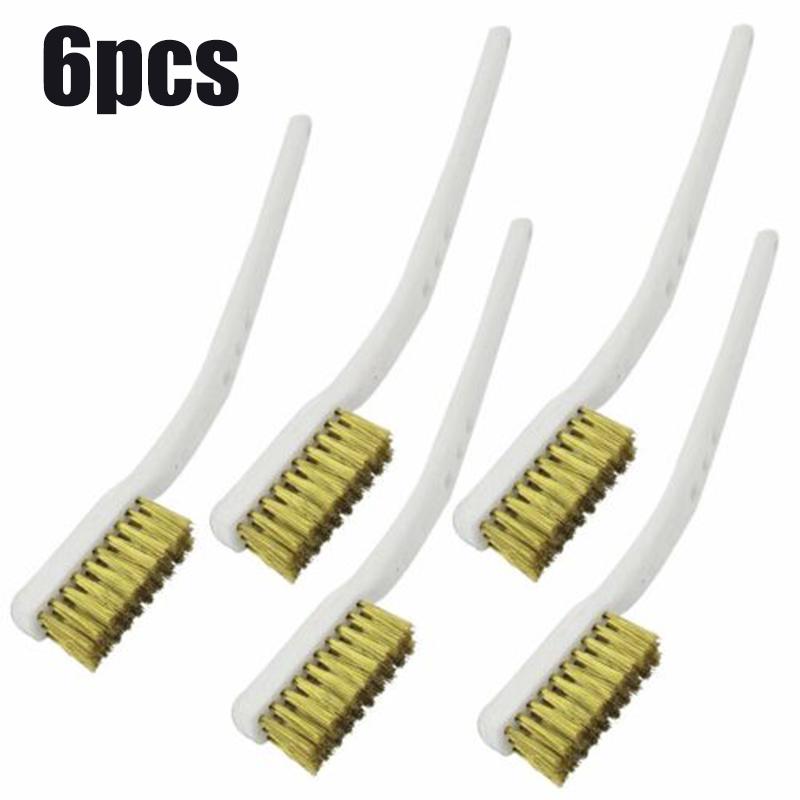 Set 5 bàn chải sợi đồng cán nhựa vệ sinh bụi bẩn chuyên dụng