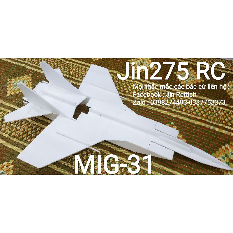 Bộ vỏ kit máy bay MiG -31 Flat sải 65 cm