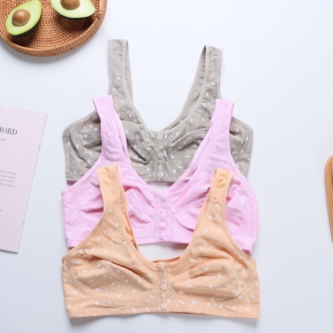 Áo Ngực Thể Thao Bigsize Chất Liệu Cotton Cài Khóa Trước Không Gọng Cho Nữ