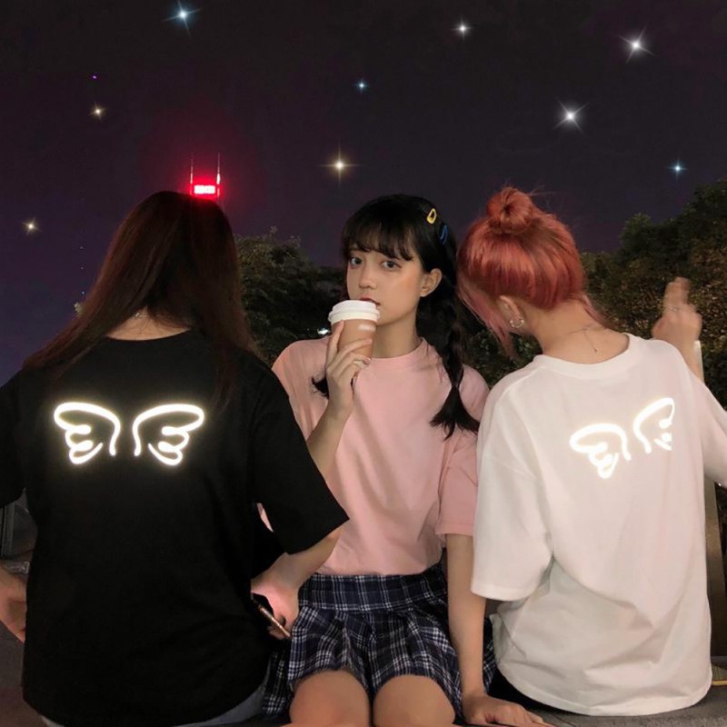 Áo Thun Harajuku Form Rộng Tay Ngắn Hình Đôi Cánh