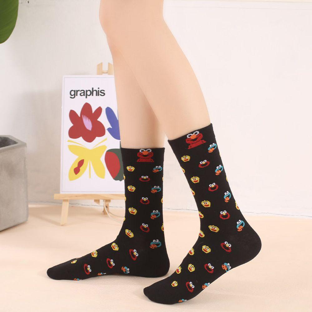 Vớ Cotton Màu Trơn Thoáng Khí In Họa Tiết Hoạt Hình Đáng Yêu Thời Trang Mùa Đông