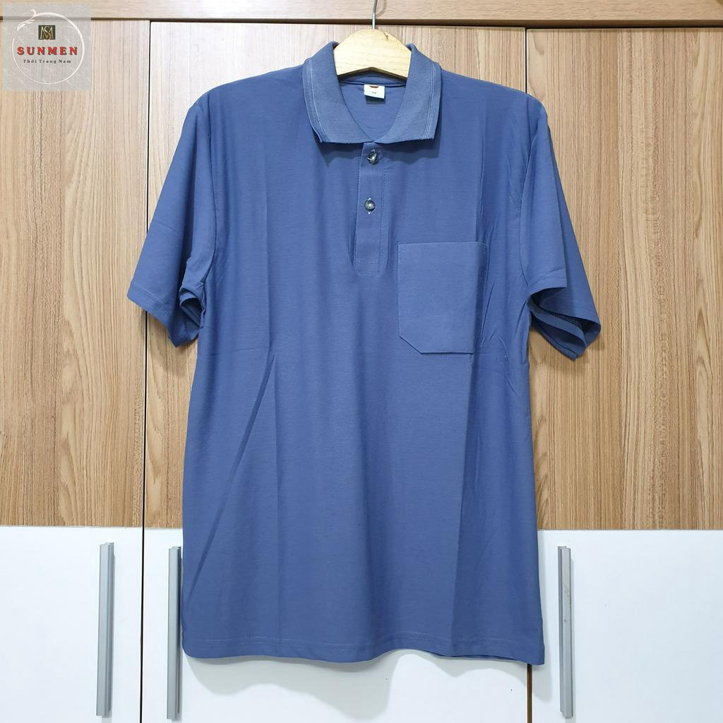 Áo Thun Nam Có Túi Trung Niên Loại Trơn Cổ Bẻ From Rộng Tay Lỡ SUNMEN ATNTN001 Đủ Màu Size Từ 50 - 85kg