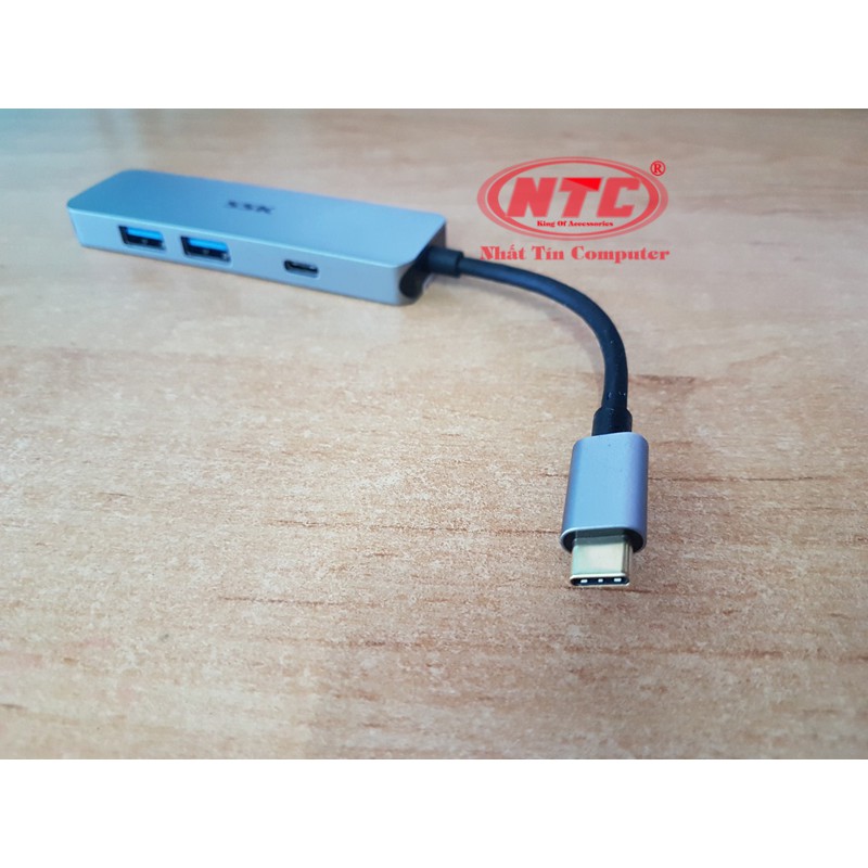 Bộ hub đa năng cổng TypeC ra USB 3.0 SSK SHU-C530 kèm chức năng xuất HDMI (bạc)