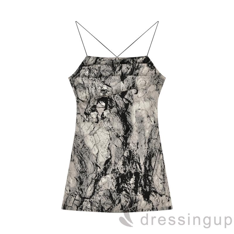 Đầm hai dây nhuộm loang màu thời trang mùa hè gợi cảm cho nữ