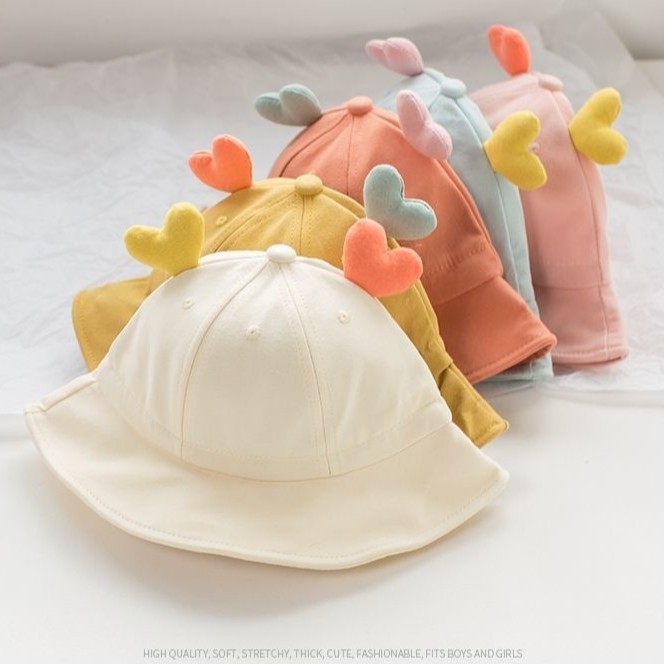 Baby Hat Fisherman Hat Thin Korean Style Love Children's Basin Hat Caps