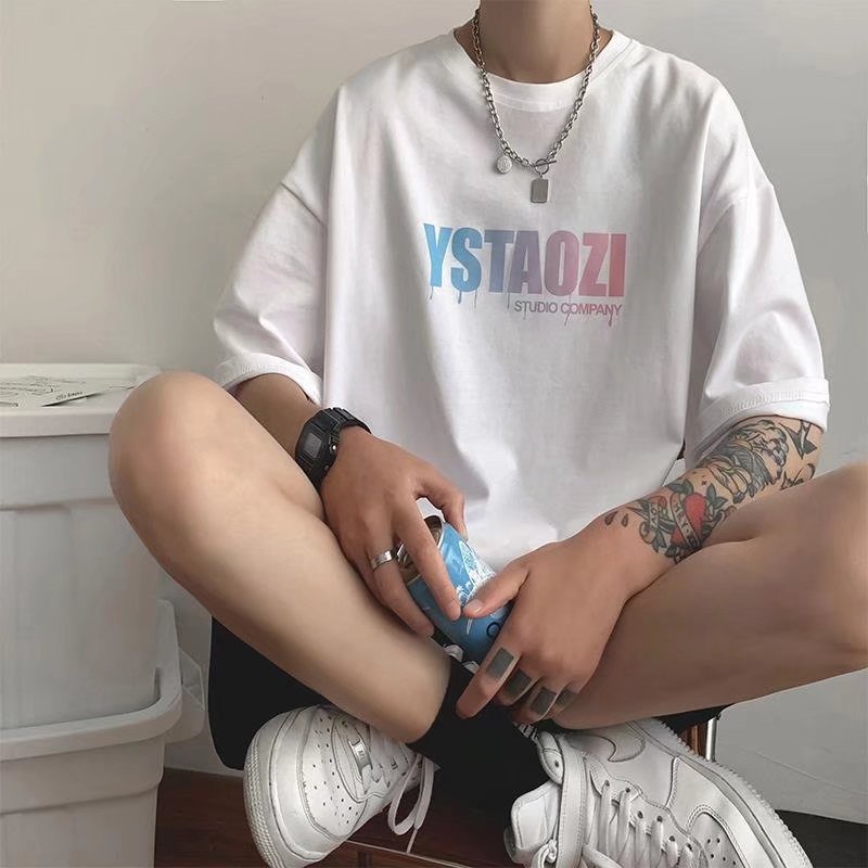 Áo Thun Cổ Tròn Tay Nửa In Chữ Phong Cách Hip Hop Thời Trang Mùa Hè Dành Cho Couple 2022