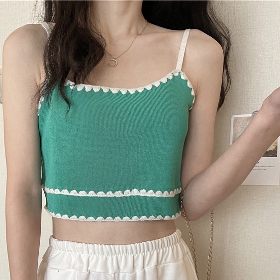 Áo Ống Ngắn Phối Ren Phong Cách Pháp Thời Trang Mùa Hè Cho Nữ