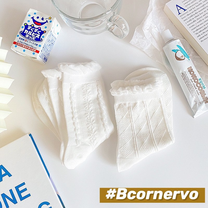 Vớ Trắng Trơn Cổ Cao