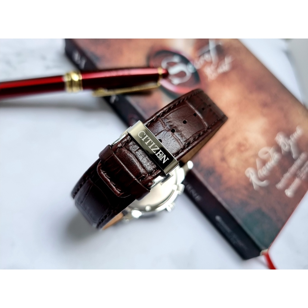 Đồng Hồ Nam Citizen BU2020-29X Eco-Drive Dây Da Nâu Mặt Nâu