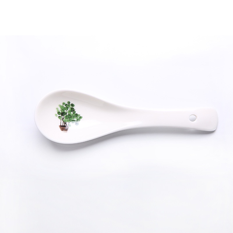 Muỗng ăn cơm, thìa ăn cơm kích thước 14cm chất liệu gốm sứ.