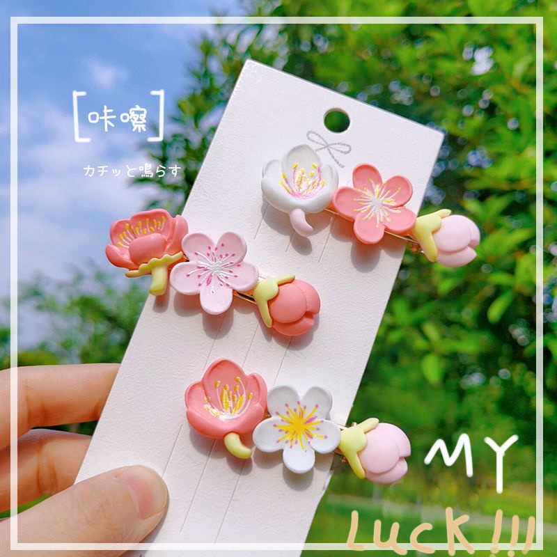 Kẹp Tóc Màu Hồng Hoa Anh Đào Thời Trang Hàn Quốc Cho Nữ