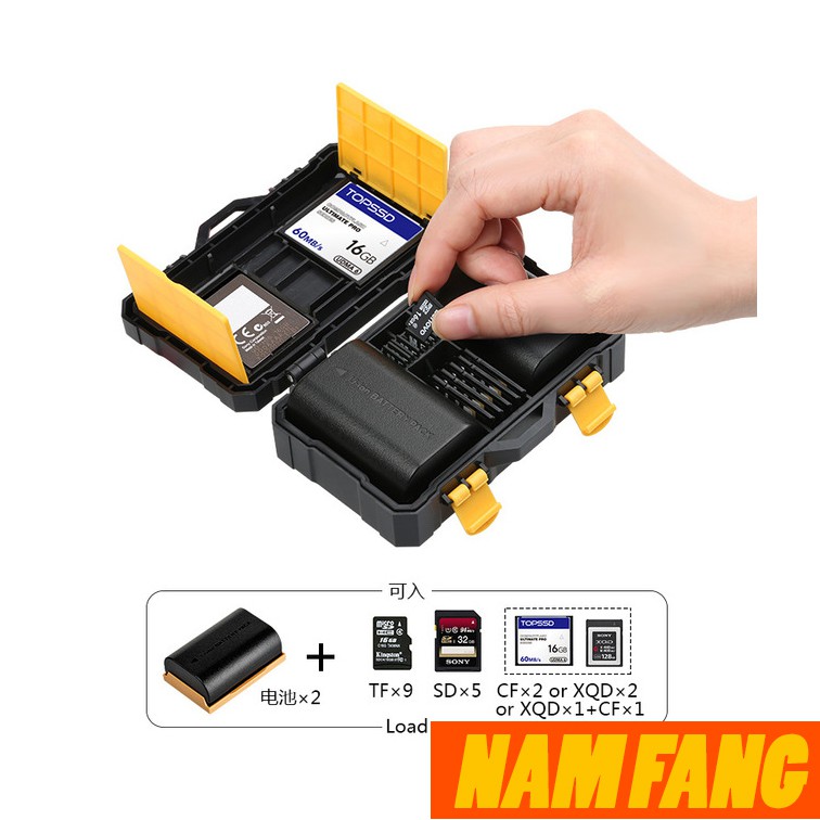 Hộp bảo vệ thẻ nhớ CF, SD, hộp đựng pin chống va chạm, chống nước.