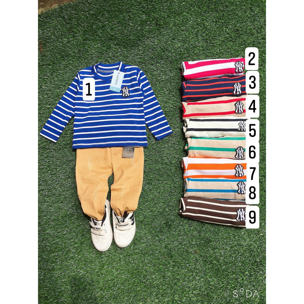 Áo kẻ cotton len dày dặn cho bé trai bé gái