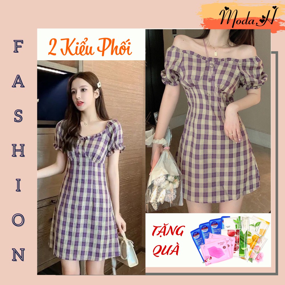 Đầm Nữ Kẻ Ô, Váy Nữ Dáng Xòe Kẻ Caro Kiểu Dáng Ulzzang Moda.H | BigBuy360 - bigbuy360.vn