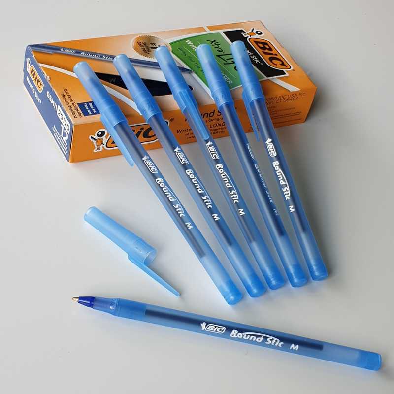 Bút viết bi Bic Round Stic Xtra Life, Medium Point 1.0mm Pen Tapping (Sản xuất tại Mexico)