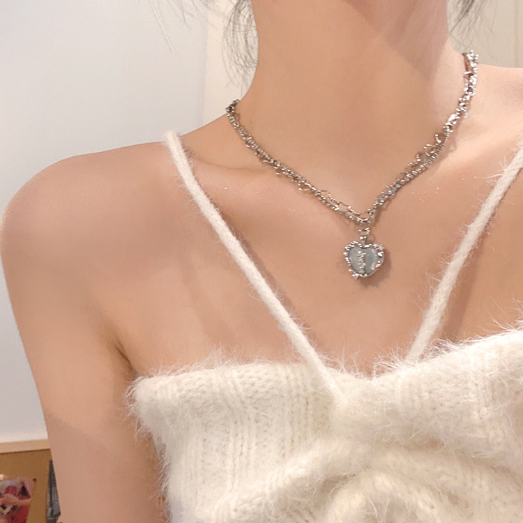 Vòng cổ Nhiều Lớp Đính Đá Pha Lê Hình Trái Tim