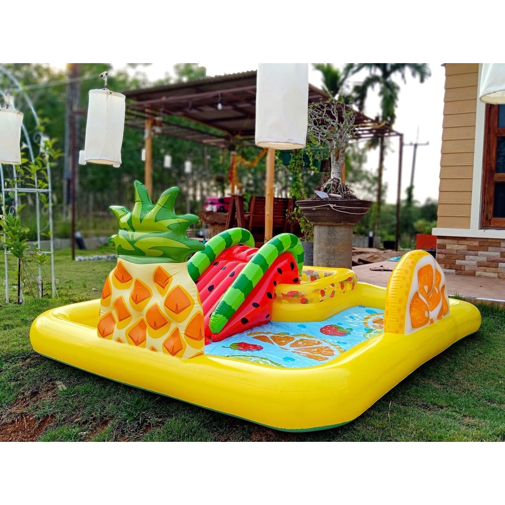 Bể bơi phao Intex cầu trượt công viên hoa quả sắc màu 57158