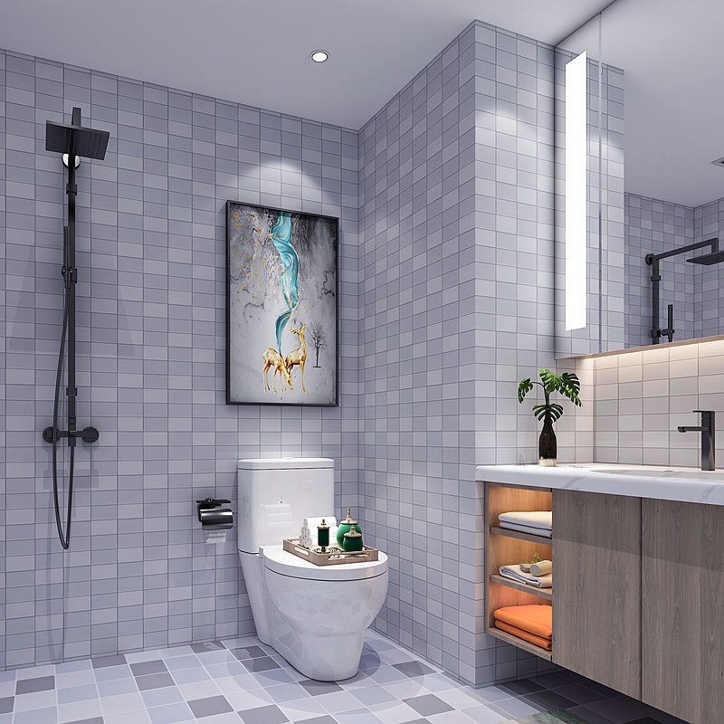 Giấy Dán Tường Dày Dặn Chống Thấm Nước/Dầu/Nổ Cho Phòng Tắm/Nhà Bếp