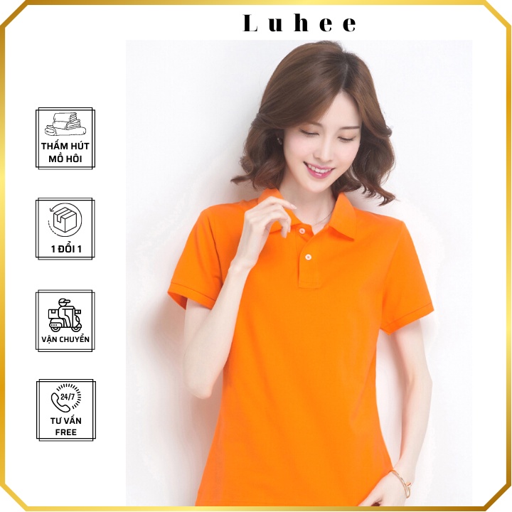 Áo Polo nam nữ cam vải Lacostee cá sấu cao cấp xuất xịn dệt bo dày dặn chuẩn form áo thun cổ bẻ tay ngắn - Nhận in thêu