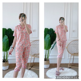Bộ ngủ lụa quần ngố chỉ còn HỒNG