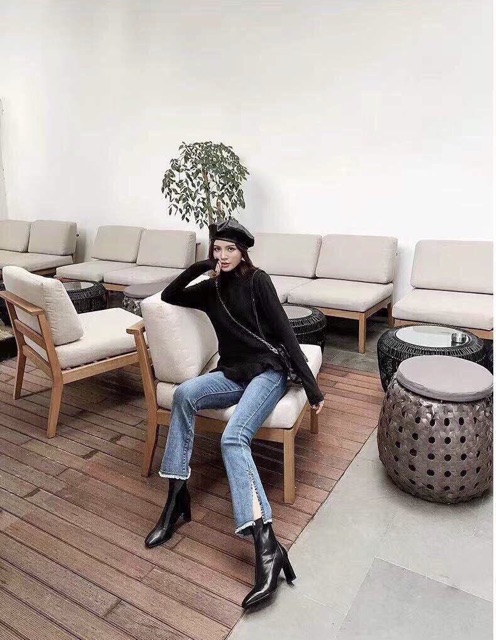 Boot da dây kéo cổ cao