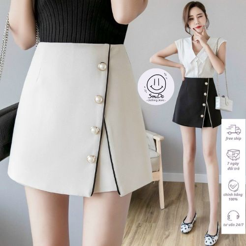 Chân Váy Ngắn Viên Nút Lót Quần Bên Trong | smide Clothing
