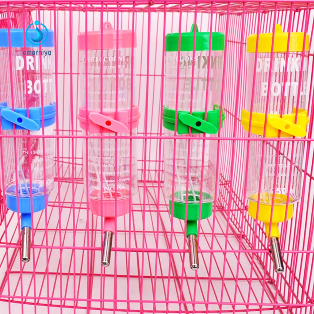 Bình đựng nước nhựa 80ml/ 125ml thiết kế đầu ống bằng thép chống nhỏ giọt dành cho chuột hamster/ thú cưng