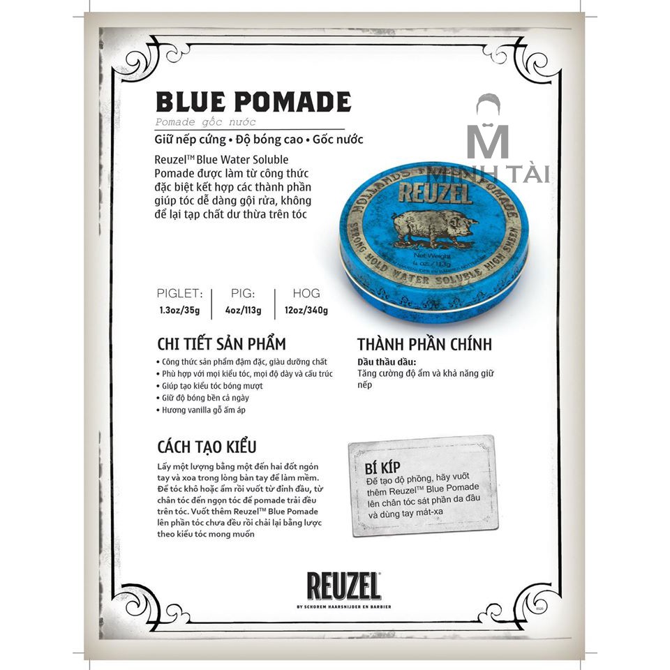 Sáp Vuốt Tóc Nam Reuzel Blue Pomade - Hàng Chính Hãng