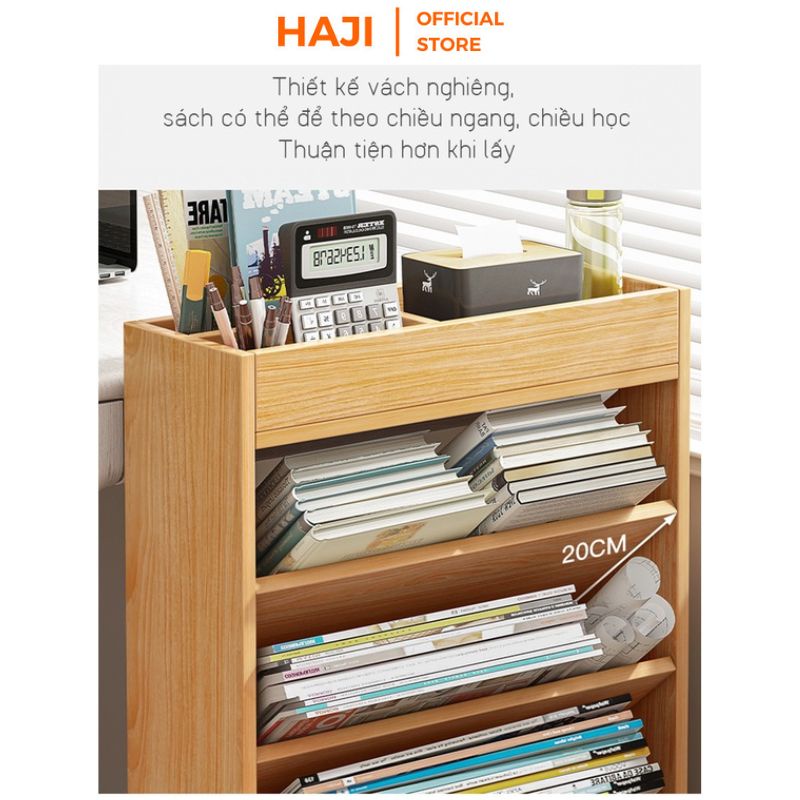 Kệ sách đứng có bánh xe tiện dụng, tiết kiệm diện tích HAJI A189