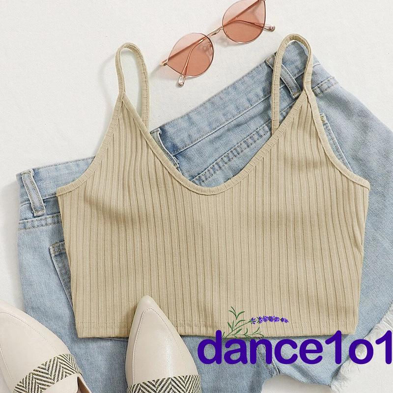 Áo hai dây nữ hở lưng cổ chữ V màu trơn thời trang mùa hè