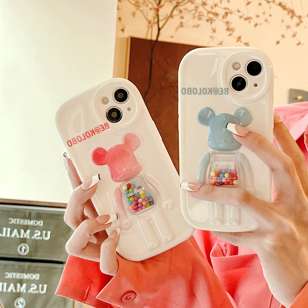 Ốp Lưng TPU Silicone ChốNg SốC Trong SuốT HìNh Con GấU 3D Cho Iphone 11 12 13 Xr X Xs Pro Max