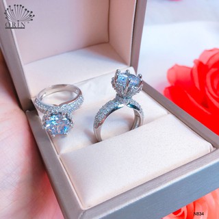 Nhẫn bạc nữ đá nhô cao bền màu cao cấp Orin N834