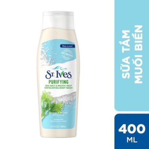 Bộ 2 sữa tắm St.Ives Muối biển (400ml x 2) + Sữa rửa mặt tẩy tế bào chết St.Ives chiết xuất trái mơ tươi mát 170g