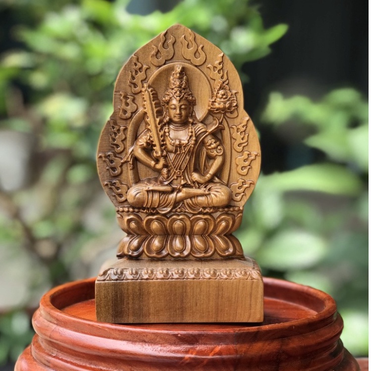 Tượng để xe ô tô , để bàn phật Hư Không Tạng Bồ Tát bằng gỗ bach xanh - Tuổi Sửu tuổi Dần - BẢO HÀNH VÀ ĐỔI TRẢ