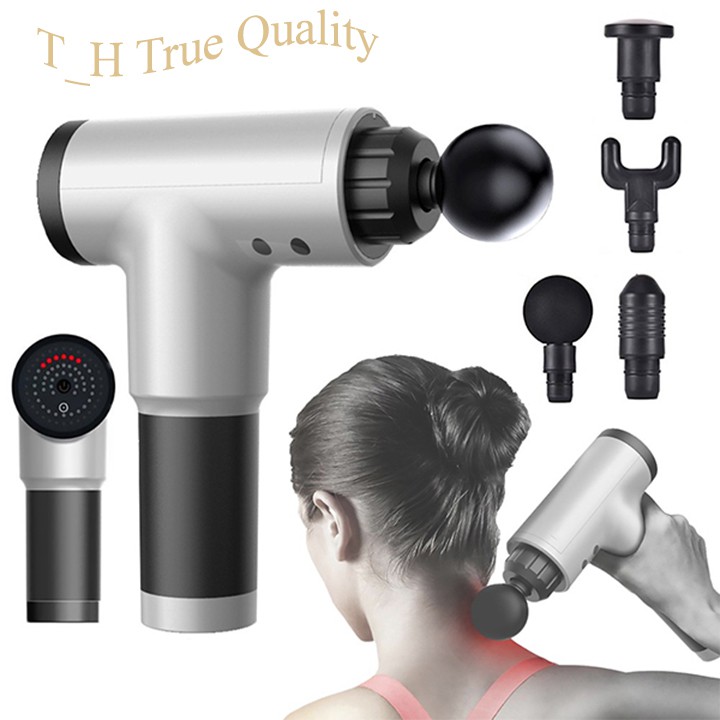 Súng massage giãn cơ cầm tay dùng pin sạc Booster(Fascial gun) hỗ trợ tập, tăng cơ, đấm lưng thư giãn lưu thông máu - BH